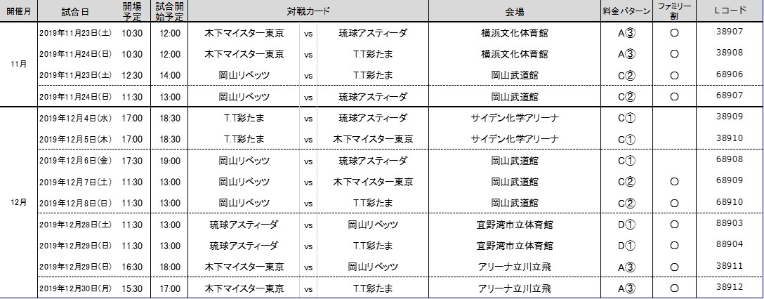 日程表