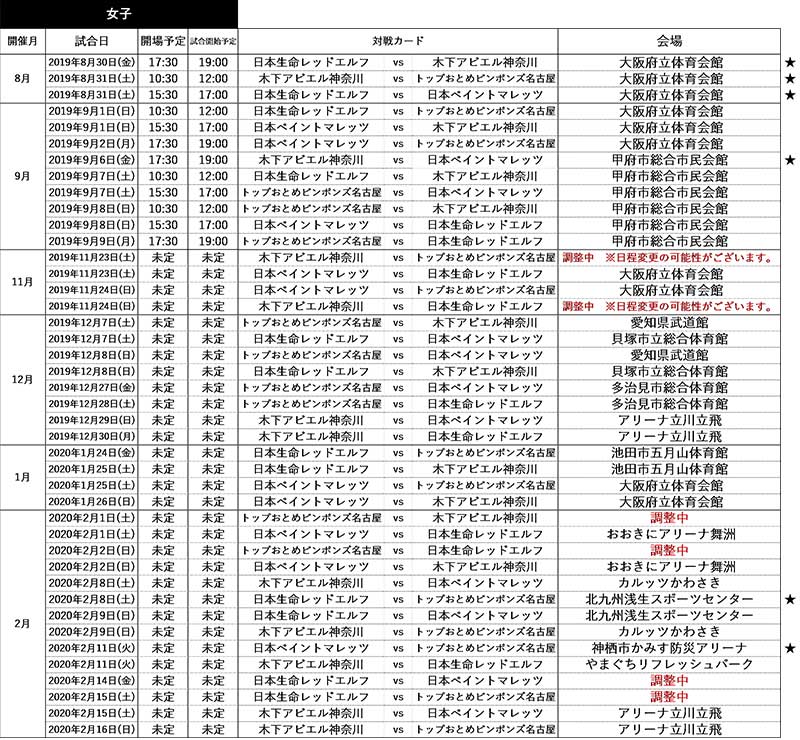 日程表